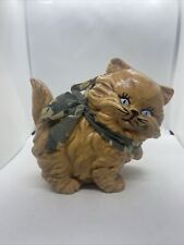 Vintage 1989 Cat With Duck Bow Figurine Super Cute ~5” Tall picture