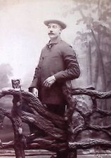 C.1880s Cabinet Card Minneapolis MN Studio Handsome Man Handlebar Mustache A323 picture