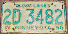 Vintage 1956 Minnesota 10000 Lakes License Plate Tag 2D 3482 picture
