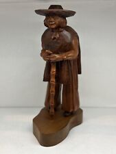 Jose Pinal Carved Wooden Figure/ Statue Old Man w Cane Signed 9.5