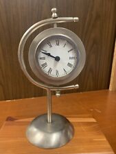 Vintage Clock MCM Roman Numerals Heavy Brass Swivel Table Good Condition picture
