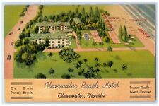 c1940 Aerial View Clearwater Beach Hotel Restaurant Clearwater Florida Postcard picture