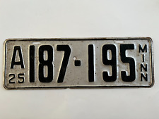 1925 Minnesota License Plate Long Tag 100% All Original Paint picture