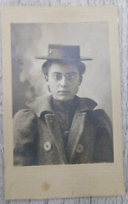 1900s Fashion Edwardian Portrait Woman Wool Coat Hat Sepia Vintage Cabinet Card picture