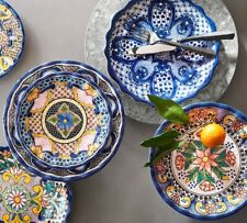 Pottery Barn Del Sol Melamine Set Of 9 Dinner Plates Oval Platter Bowls New picture