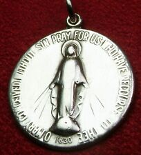 BERTHA'S VINTAGE MIRACULOUS MEDAL 1930 CENTENNIAL STERLING SILVER ROSARY MEDAL picture
