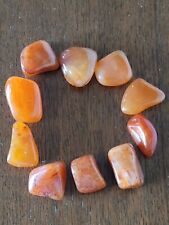 Rare 10 Small Orange/Red Carnelian Agate Tumbled Stones Gem Quality Very Nice. picture