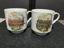 Two Railroad Train M Coffee Mug Bavaria Schumann France 1861 England 1837 picture