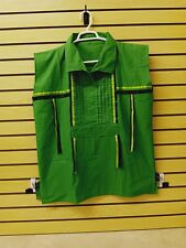 NICE NEW 2XL PLEATED FRONT GREEN NATIVE AMERICAN INDIAN SLEEVELESS RIBBON SHIRT picture