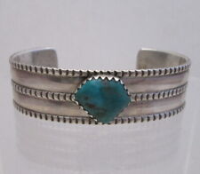 PERRY SHORTY NAVAJO COIN SILVER BRACELET with FOX TURQUOISE picture