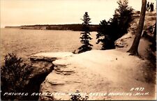 Postcard MI RPPC Pictured Rock Miners Castle, Lake, Munising, People Michigan B6 picture