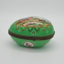 Vtg Limoges France Porcelain Trinket Box Egg Shaped Country Windmill Scene picture