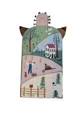 ❄️ 🌼 ⛱️ 🍁😇 Folk Art Wooden Angel 4 Seasons Hand Painted Vintage 90's Cottage picture
