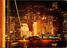 HONG KONG CONTINENTAL CHROME POSTCARD Night View of The Mandarin from Ferry picture