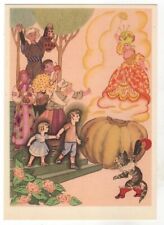 1966 Fairy Tale Kids Puss in Boots Enchantress Aladdin ART RUSSIAN POSTCARD Old picture