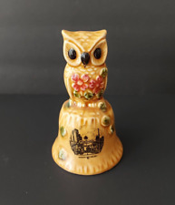 Vtg Ceramic Owl Flowers Bell The Biggest Little City Reno NV Souvenir FLAWED picture