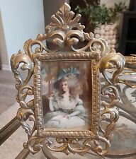 Vintage Picture Frame Ornate Gilt Cast Iron Easel Back Rococo Scroll MCM picture