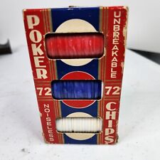 Vintage Unbreakable Noiseless Poker Chips Set  Red, White & Blue #72 picture