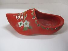 Vintage Handpainted Floral Dutch Shoe Red w/ White Flowers picture