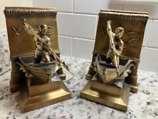 PRISTINE Vintage Whaleman Statue Bookends New Bedford Whaling 7x5