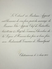 FELIX APPERT Germaine de Breuilpont SHARE WEDDING Chateauroux 1902 picture