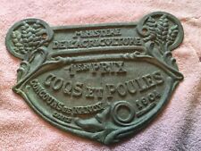 FRENCH VINTAGE AGRICULTURE PLAQUE TROPHY AWARD ANIMALS PRIZE SIGN 1904. picture