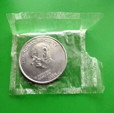 Vtg LBJ Campaign Token Coin THE GREAT SOCIETY 1984 TYRANNY NONSENSE Aluminum MIP picture