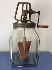Antique Vintage Hand Crank Butter Churn  4qt Glass. Works, Excellent Condition picture