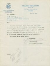 1921 US Treasury Dept Letterhead To Manistee NE Railroad Co. Water Quarantine RR picture