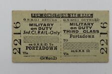 Railway Ticket Portadown to Blank 3rd class Military on Duty GNR (I) #2216 picture