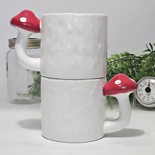 1Pc Mushroom Coffee Tea Mug Cup White Red With Cute Handle - Decor Gift picture