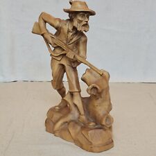 Vintage 13.5” German Hand Carved Wood Hunter Statue Sculpture Art   picture