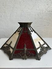 Antique 8 Panel Art Nouveau Deco Slag Glass Table lamp shade 3K picture