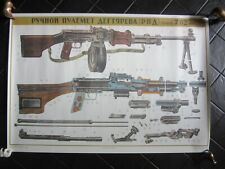 vintage Machine Gun DEGTYAREV  scheme Poster . Soviet USSR Moscow y1970 picture