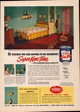 1954 Super Kem-Tone Vintage Print Ad Washable Latex Wall Paint MCM Bedroom picture