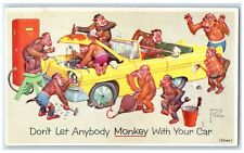 Anthropomorphic Monkeys Car Prestone Anti Freeze Lawson Wood Vintage Postcard picture
