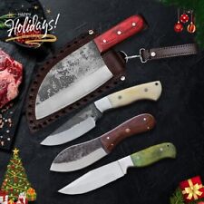 Custom Hand-Forged Series 5 pcs Knife Gift Set, Chef Knife & Bushcraft Knife picture