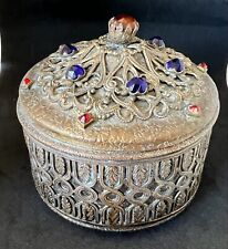 Antique Continental Trinket Box Jeweled Top 1920s 1930's picture