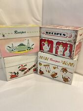 Vintage Tin/Metal Hinged Recipe Box Handwritten Recipes 3 X 5 Cards Inside Lot 4 picture