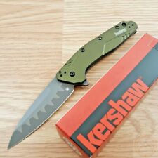 Kershaw Dividend Linerlock Knife 3 N690/D2 HC Steel Blade Green Aluminum Handle  picture