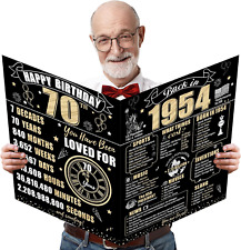 Large 70Th Birthday Card with Envelope for Men Women, 1954 Black Gold Happy 70Th picture