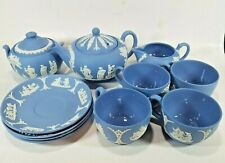 Wedgwood Jasperware Pale Blue Lavender 1950s 11pc Tea Set Service for 4 READ picture