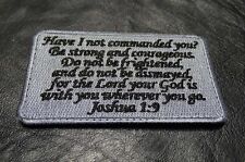 JOSHUA 1:9  ARMY COMBAT 4 INCH HOOK FASTENER PATCH (SLVR) picture