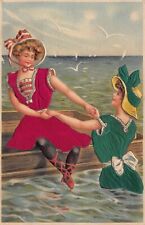 Victorian Ladies Bathing Beauty Swimming Suit Beach Girls Sexy Vtg Postcard Q9 picture