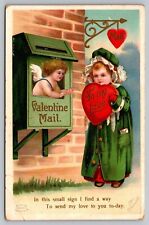 Postcard Valentine mail to My Love Cupid Girl Bonnet Clapsaddle picture