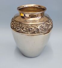 Elegant Vintage Ornate Floral Metal Silverplate Repousse Vase Neoclassical  picture