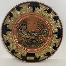 Vintage Peru Artisan Made Art Copper and Brass Metal Wall Hanging Plate 11.25” picture