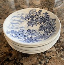 Vintage Enoch Wedgewood  Ltd Countryside England Blue On White 6 Saucers picture