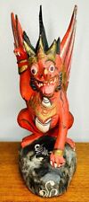 VTG 50s Balinese Singa Barong Winged Lion Statue Wood Carving Sculpture Bali Art picture
