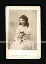 Cute Antique Photo ID'd Lewelling / Nichols Girl Holding Striped CAT or Kitten picture